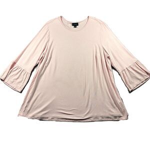 J. Jill Wearever Collection Jersey Knit Blouse 3/4 Bell Sleeves Pink 1X M161